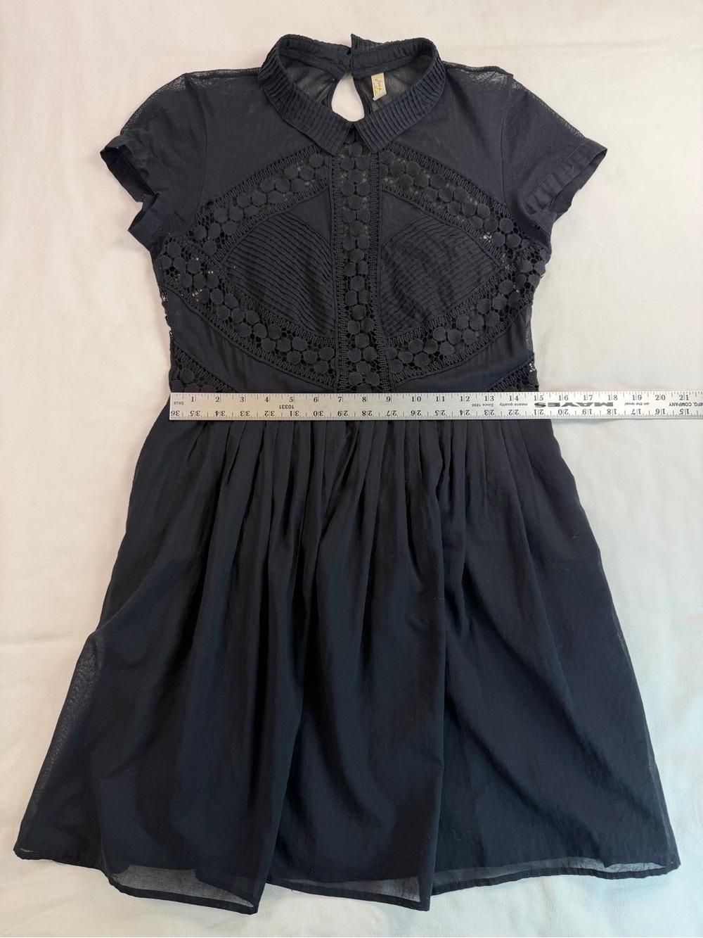 Free People Black Lace Cap Sleeve Whimsigoth Mini Dress Size 12 - Picture 11 of 14